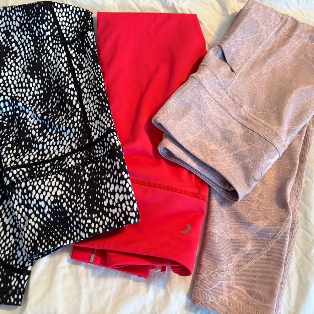 ZYIA Active Leggings Trio - Black, Red, blush pink